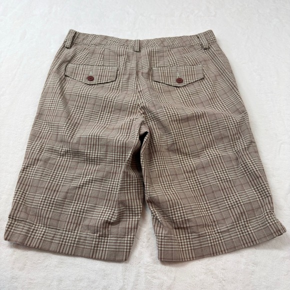 Eddie Bauer Mercer Fit Shorts Women 2 Brown Plaid 100% Cotton Excellent WPL 9647 - Picture 7 of 11